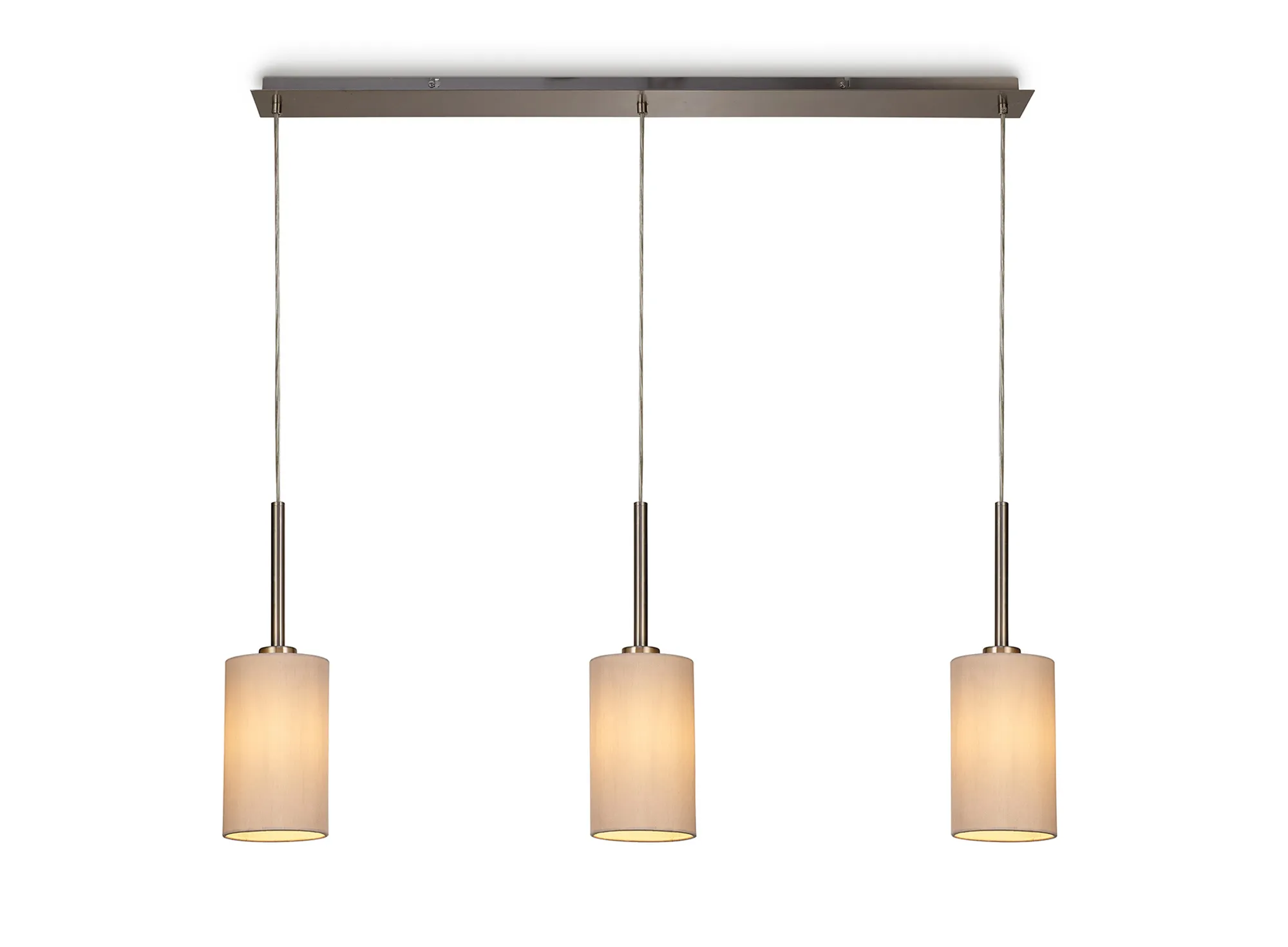 Baymont 12cm Shade 3 Light Pendant Satin Nickel; Nude Beige/Moonlight